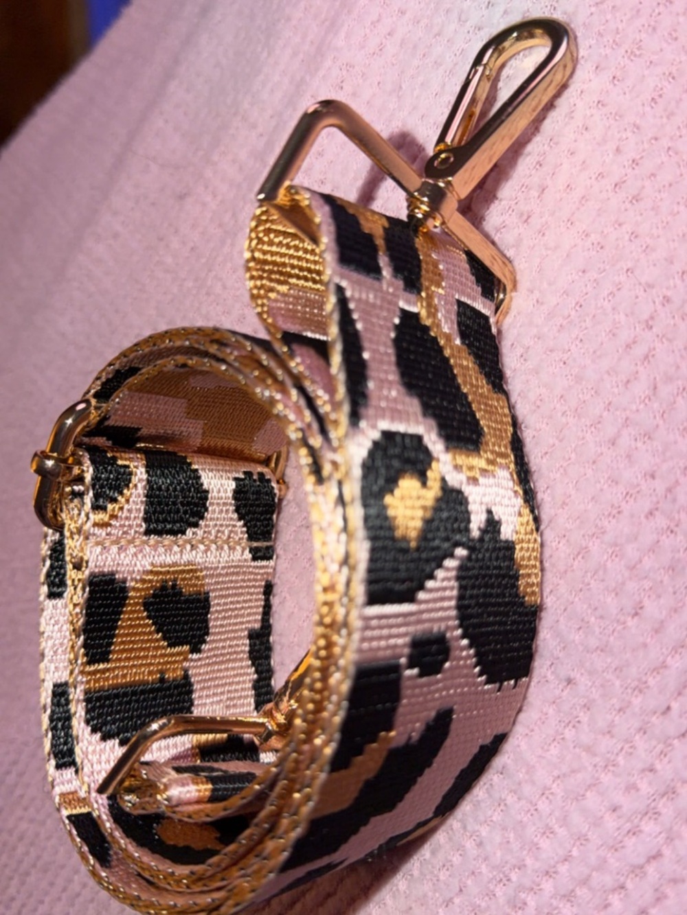 Leopard Print Pink and Gold Strap - Adjustable Women’s Accessory Strap